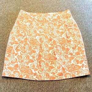 Anthropologie Odille Skirt 12 Coral And White Floral Cottagecore‎ Coquette